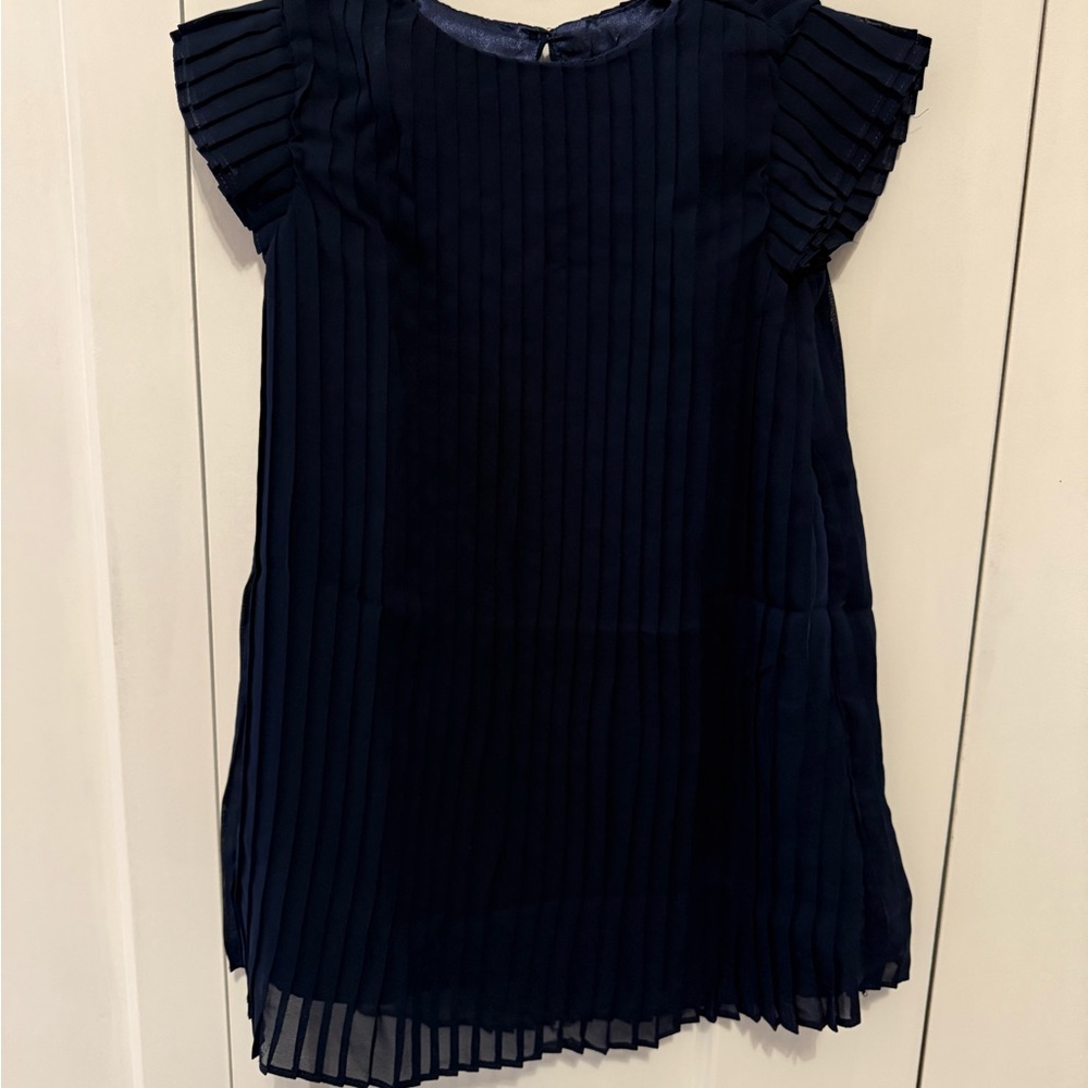 BCBG Girls Navy Blue Pleated Kids Dress; Size 2T